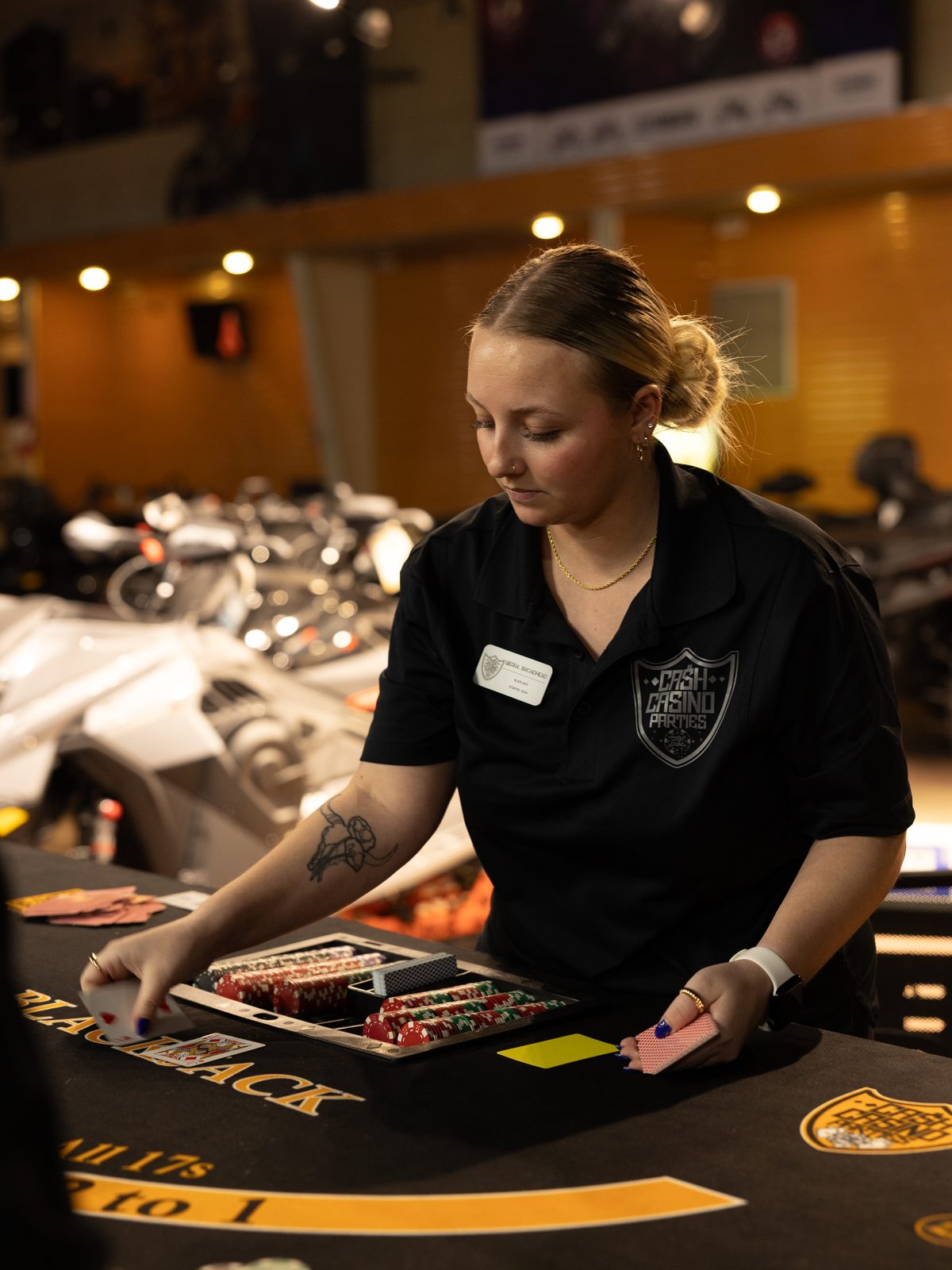 A Cash Casino Parties dealer running a blackjack table