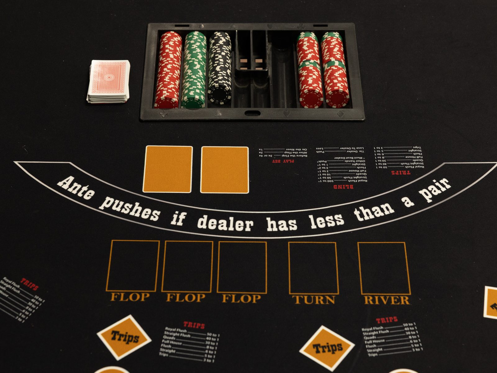 Full-size Ultimate Texas Hold'em table with a professional dealer at a casino party